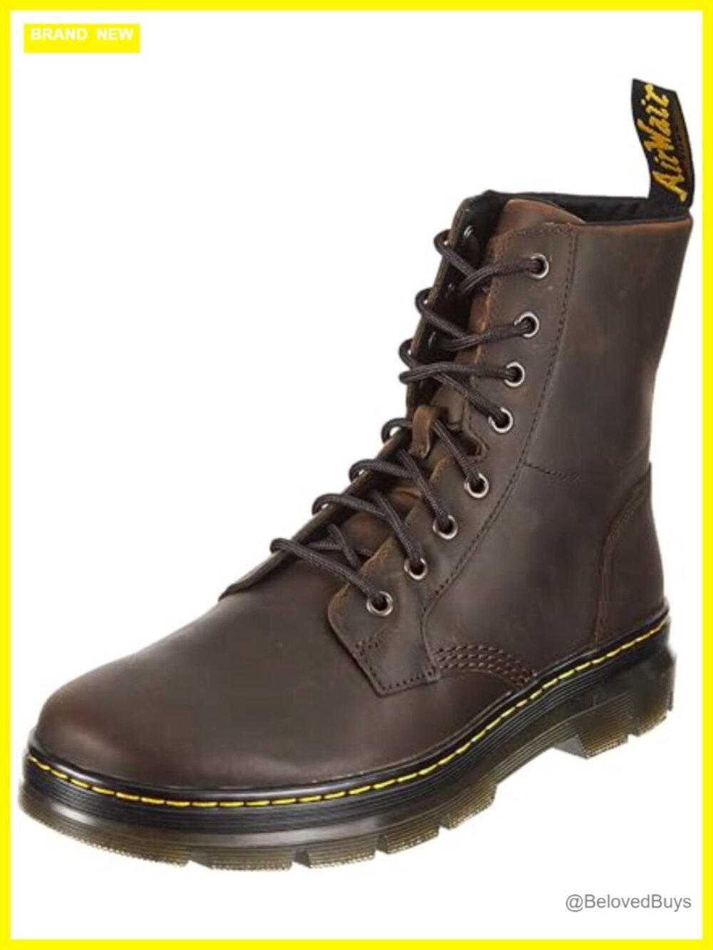 Unisex Leather 8 Eye Combat Ankle Boots Work Boots